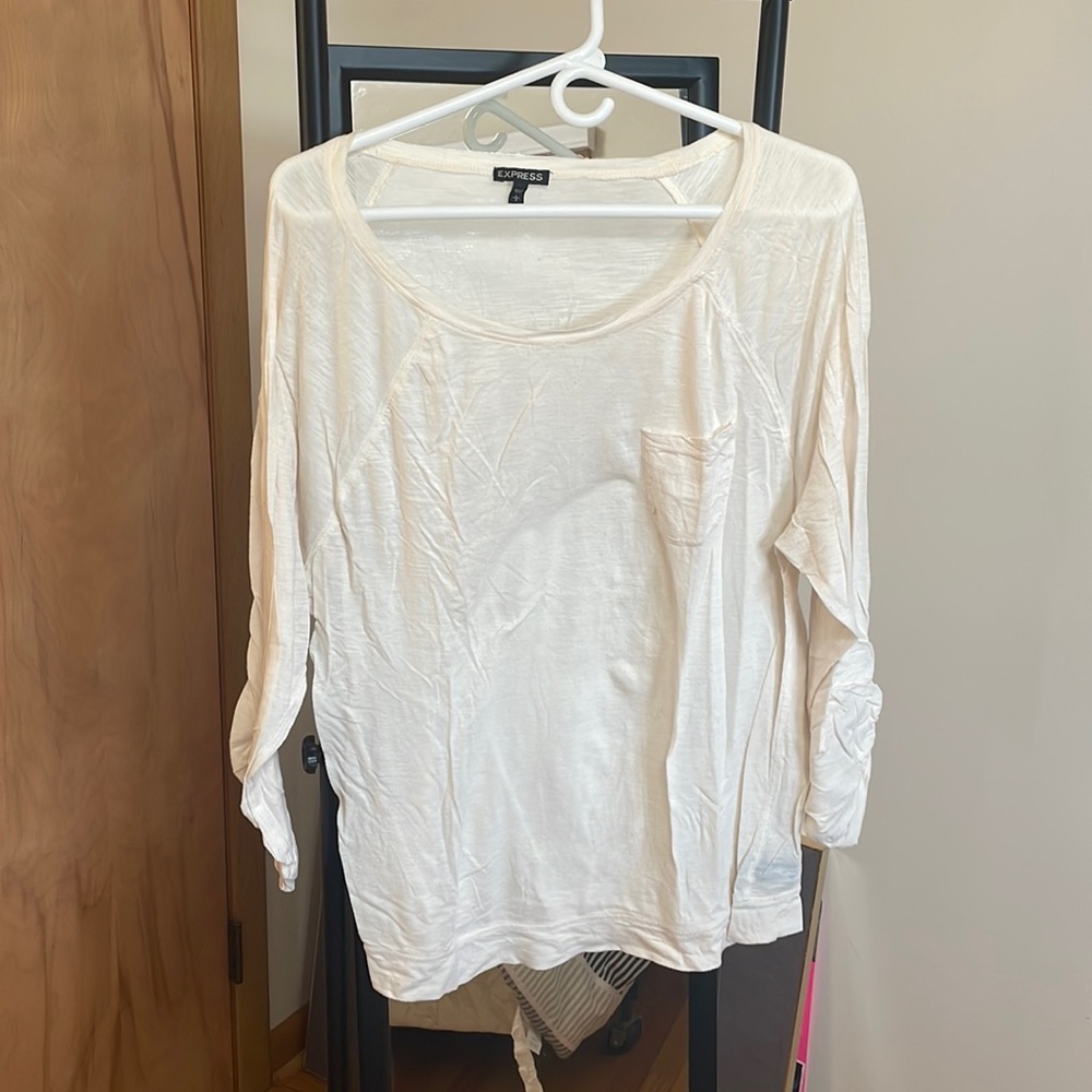 Off the shoulder, sheer, express shirt, large